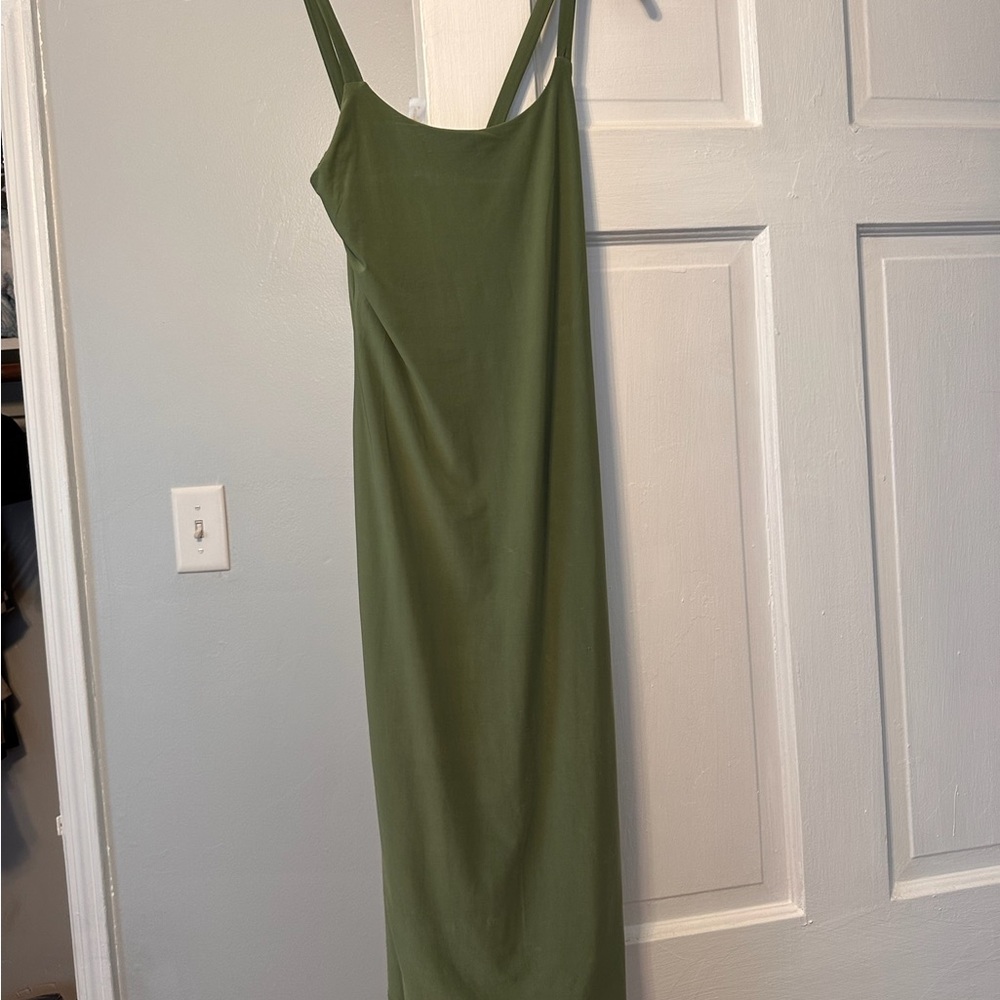 Love Nation Green Maxi Slip Dress Sleeveless Scoop Neck